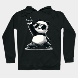 Retro Panda Rock Music Gift Funny Panda Hoodie